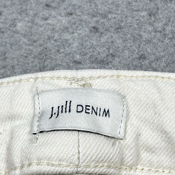 J. Jill Denim Jeans Womens Size 10 Cream High-Rise Full-Leg Crop Pants Pockets - Picture 10 of 14